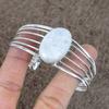 Rainbow Moonstone Gemstone 925 Sterling Silver Cuff Bangle Adjustable KKG-233