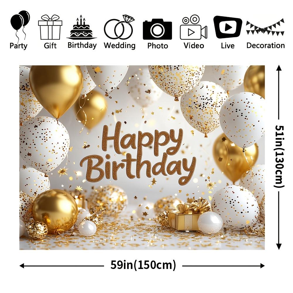 1Pcs Elegant Golden Happy Birthday Decoration Background Backdrop For Photo Studio Photo Booth Party