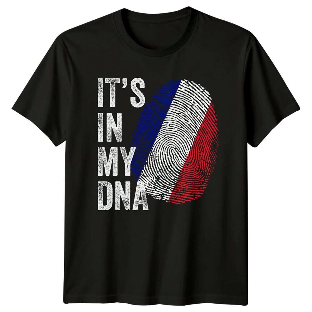 

Its In My DNA France Flag Fingerprint Travel Mens T-Shirt Womens Tee Graphic L