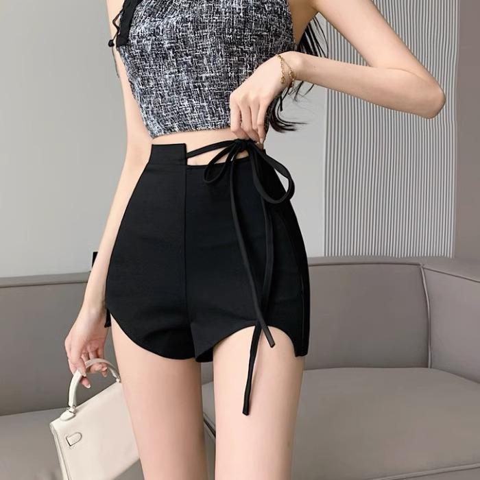 2025 Letní černé horké šortky s vysokým pasem pro ženy