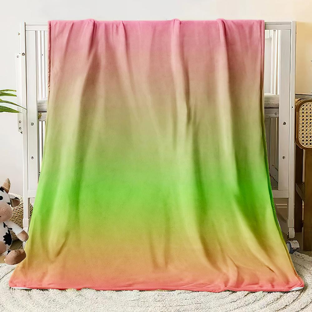Flannel Blanket Dopamine Gradient Soft Warm Thin Bed Sheet Sofa Cover Artificial Fur Plaid Blanket