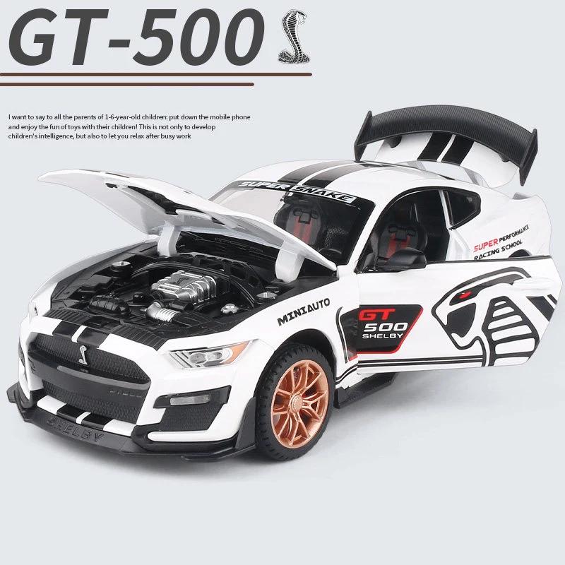 1:32 Ford Mustang Shelby GT500 Alloy Sports Car Model Diecast Metal Car Model Simulation Sound and Light Collection Kid Toy Gift