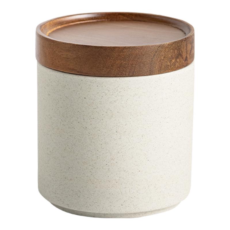 Japanese Coarse Pottery Coffee Bean Storage Jar with Lid for Kitchen Snacks, Dried Fruits, and Nuts