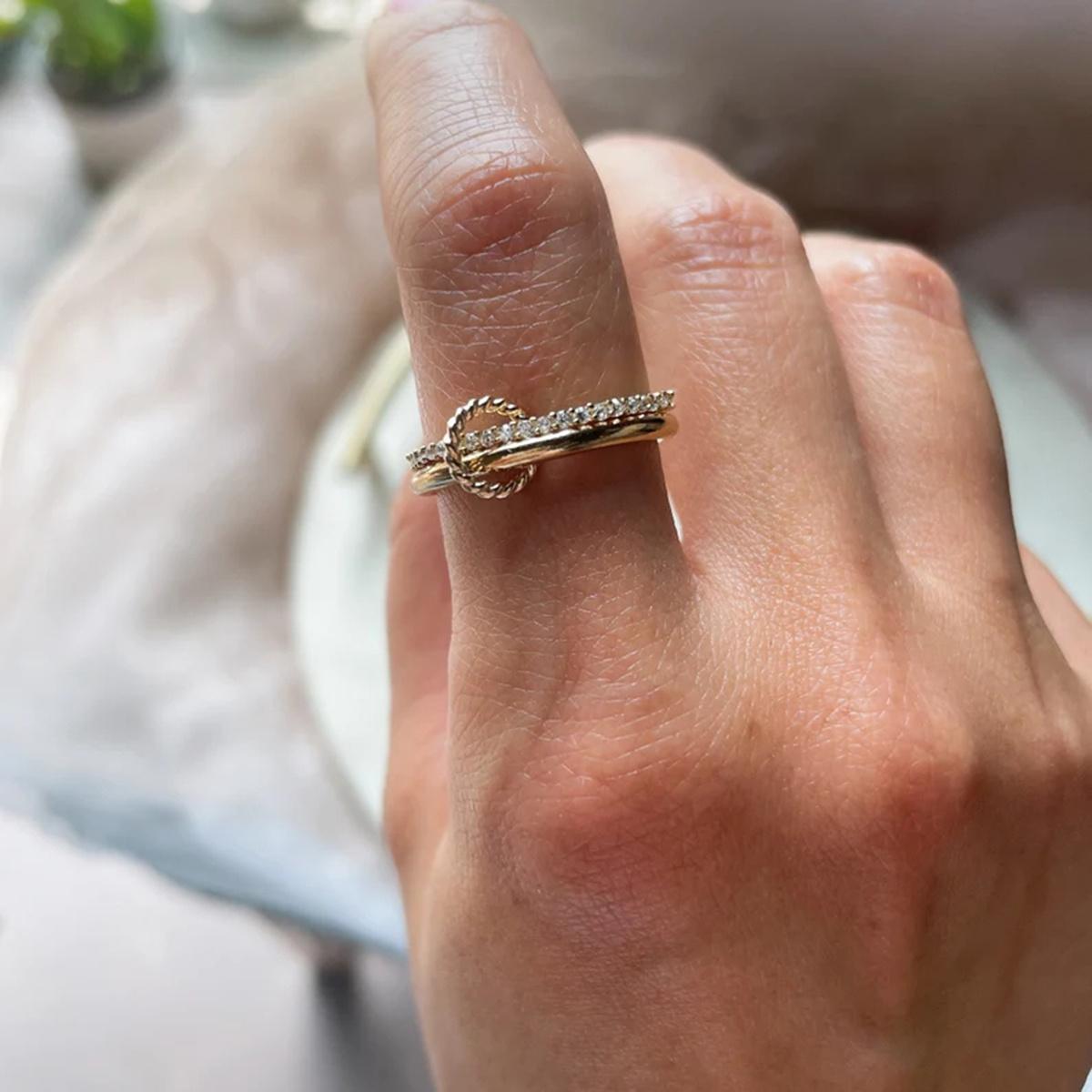 

3 шт./комплект, золотистый цвет, белый камень, волна, кольцо, обручальное кольцо, ювелирные изделия на День святого Валентина 10