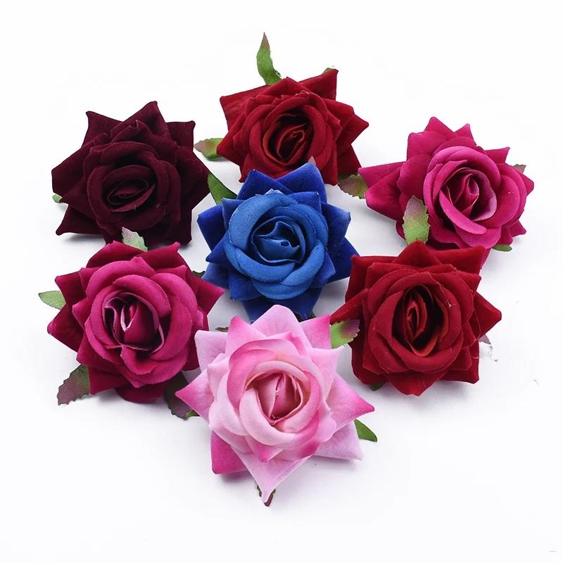 Artificial Flowers Silk Roses Head Upscale Valentine's Wedding Wreath Decora Plant Wall Diy Bridal Bouquet Wrist Home Room Gifts