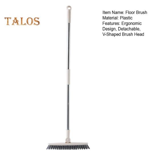 Floor Brush Ergonomic Design Heavy-Duty Long Handle Floor Scrubber with V-Shaped Brush Head Multi-Purpose Cleaner