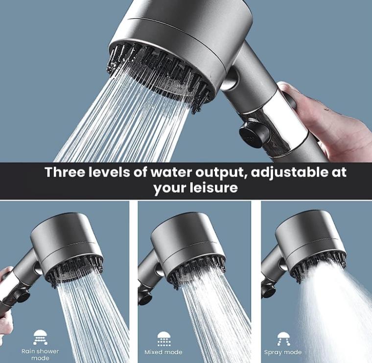 3-mode Adjustable Spray with Massage Brush Filter Rainfall Showerhead High-pressure Shower Head Faucet Bathroom Accessories