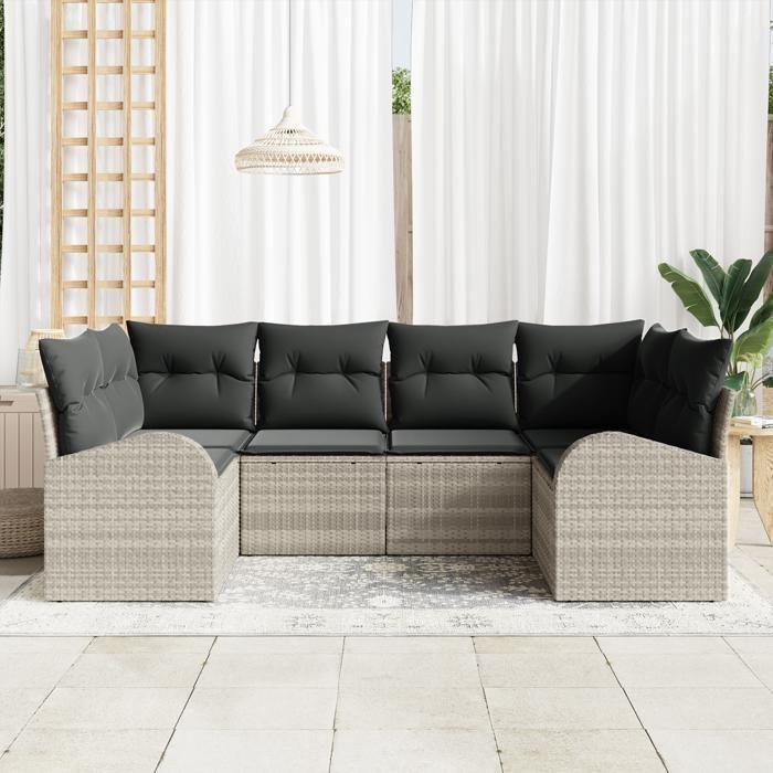 VidaXL Canapé de jardin 6 pièces avec coussins gris clair 3346182