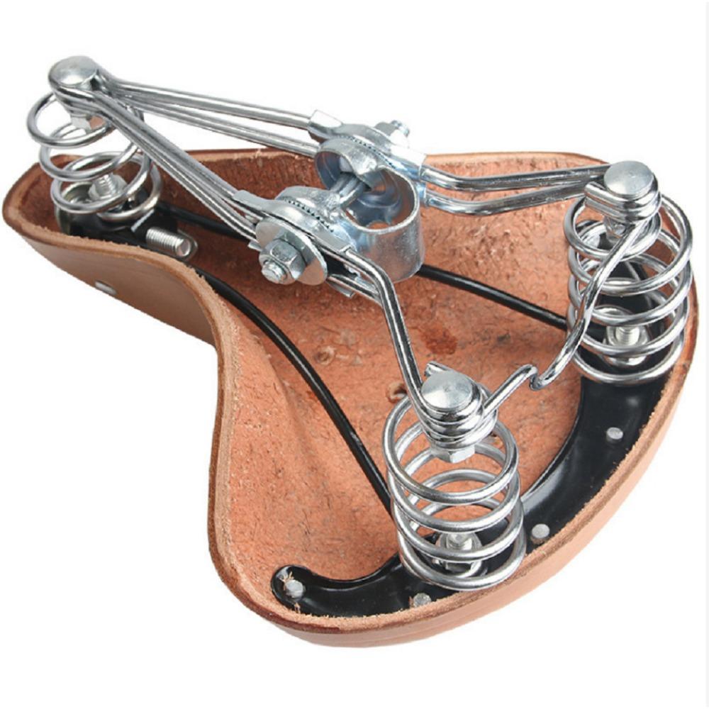 Bicycle Seat Cushion, Cowhide Seat, Three-spring Retro Car Seat, Mountain Bike Seat Cushion