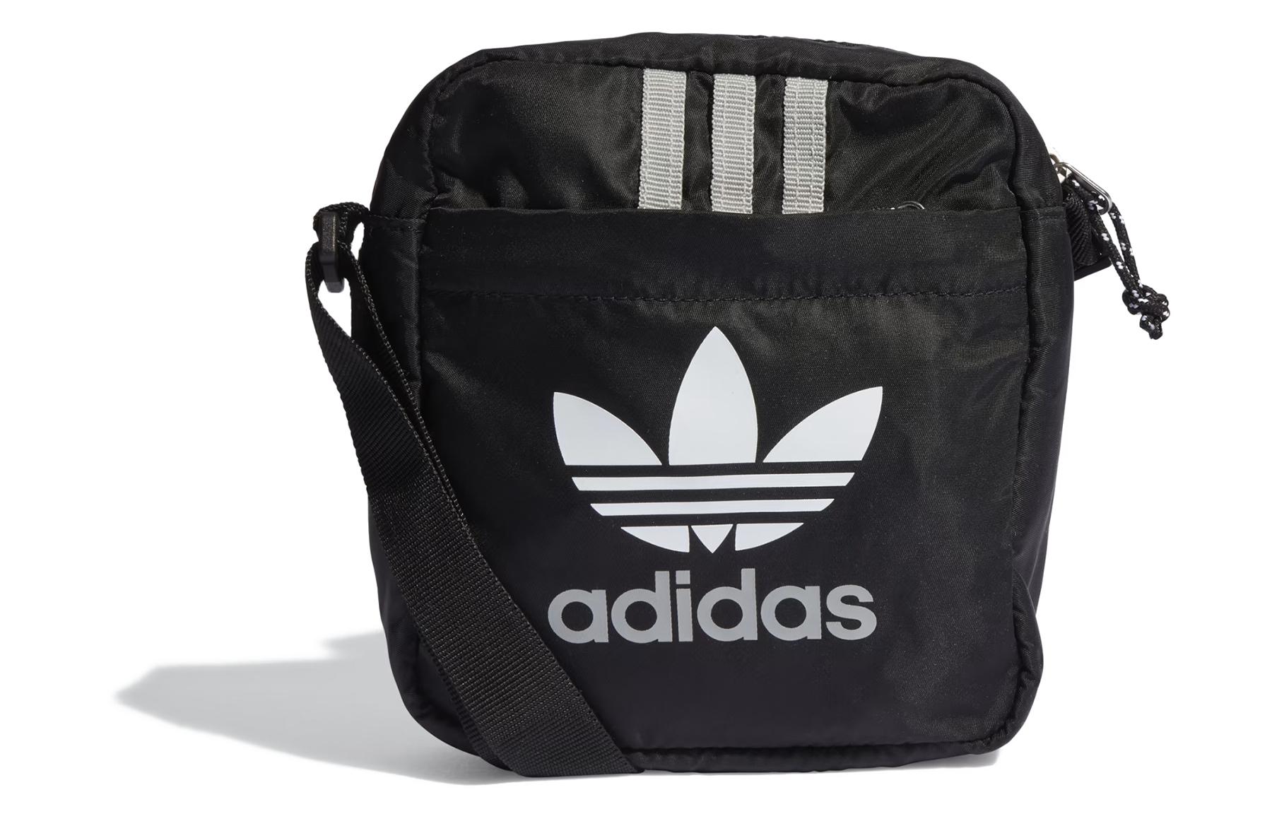 Adidas Originals Trefoil Recycled Nylon Twill Shoulder Bag, Crossbody Bag Unisex Black IJ0769