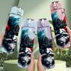 1PC Splash Art Black Wolf Pattern 750ml Color Plastic Sports Water Bottle Leakproof Flip Straw Lid Suitable for Sports Office Home Use