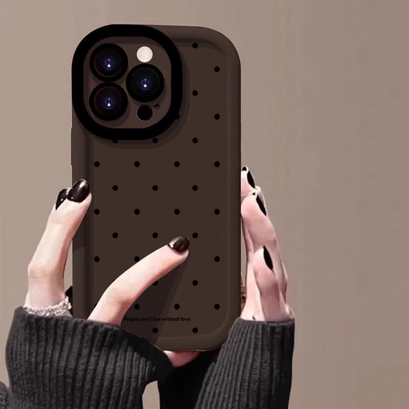 Full Screen Polka Dots Suitable for Apple 15promax Mobile Phone Case Painted IPhone 14pro Skin Feeling Puffs 13 16