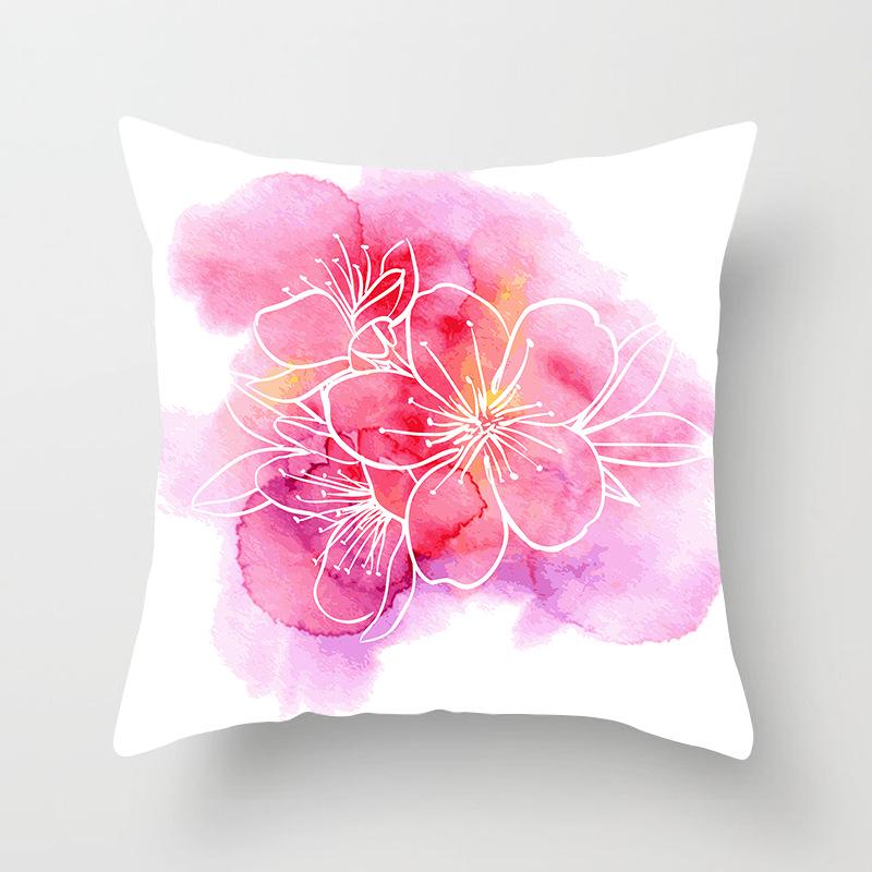 Peach Leather Velvet Fresh Pink Flower Pillowcase Home Sofa Pillow Cushion Cover Core-free