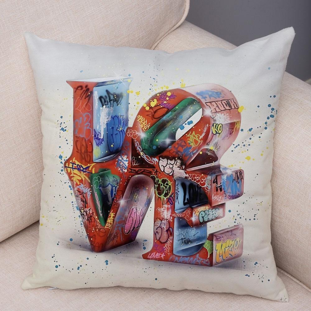 Home Decor Abstract Street Art Animal Cushion Cover Decor Graffiti Gamepad Pillowcase Sofa Home Pillowcase