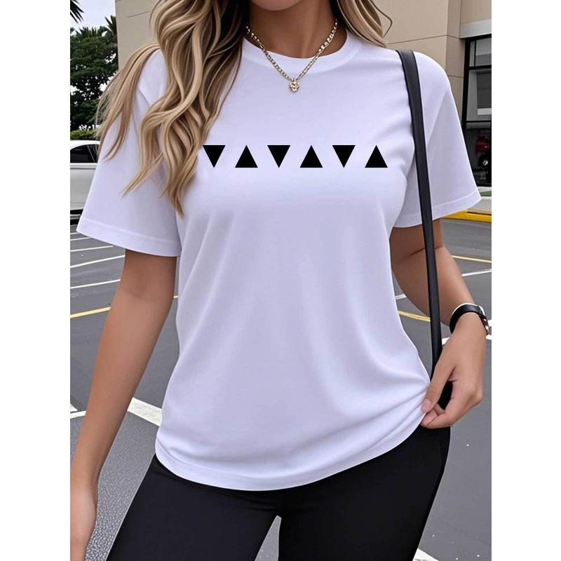 

A Stylish Short-Sleeve Top for Women Featuring a Minimalist Inverted Triangle Pattern, Perfect for Daily Commuting, Sports, And Casual Wear. S белый