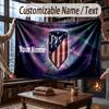 Custom Name Flannel Throw Blanket Atletico Madrid FC Pattern Warm Home Decoration