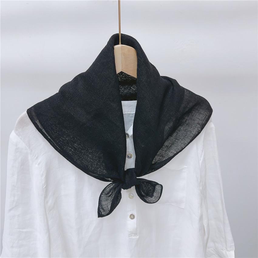 Retro Small Plaid Linen Square Scarf Literary And Versatile Women'S Summer Neck Protection Small Silk Scarf Scarf Accessories