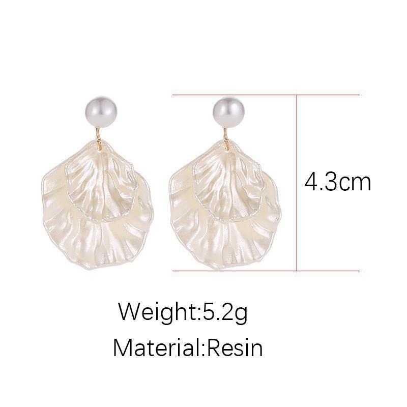 Simple temperament 111 silver needle pearl shell stud earrings female, design sense fringed fan shell earrings versatile earrings