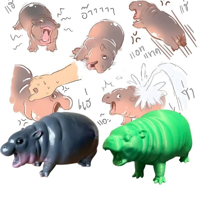 Moo Deng Decoration Toy Resin Handicraft Living Room Ornament Gifts Cartoon