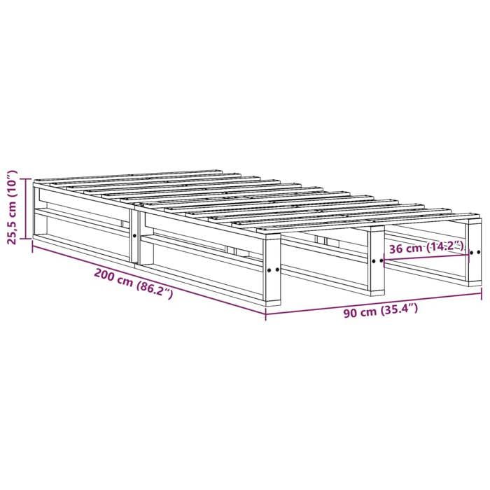 VidaXL Bed Frames Cherry Brown 90x200 Cm Solid Pine Wood, Bed, Solid Wood Bed Frame, Bedroom Furniture, 850835