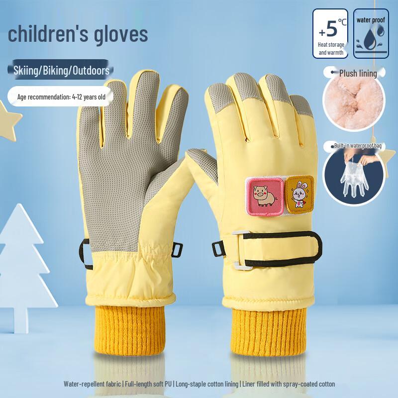 Kids Fleece-Lined Winter Ski Gloves
