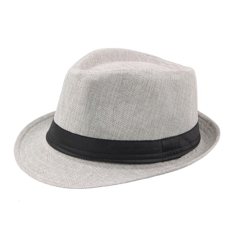 Men's Summer Straw Fedora Sun Hat - Outdoor Sunshade Beach Bowler Hat