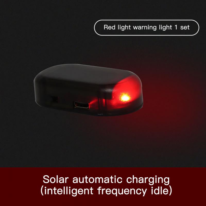 2Pcs LED Solar Powered Fake Security Light Simulated Car Led Warning Light Wireless Strobe Signal Alarm Anti-Theft Caution Lamp