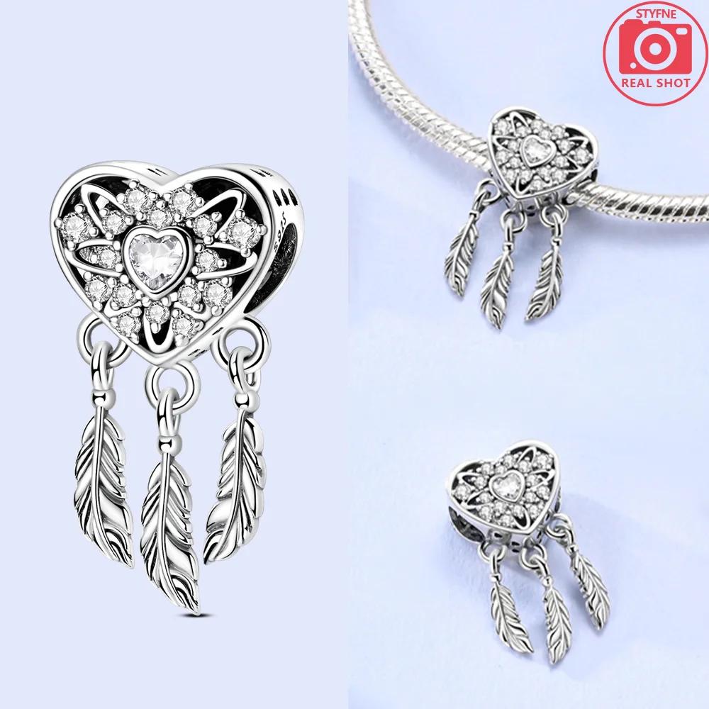 Dangle Charms Original White Heart Beads Copper Fit Bracelet Jewelry Diy For Woman Pendants Charms Fine Gift