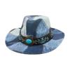 Color Matching Embroidered Jazz Hat Peach Heart Retro Western Cowboy Top Hat Stage Catwalk Concave Stage Hat