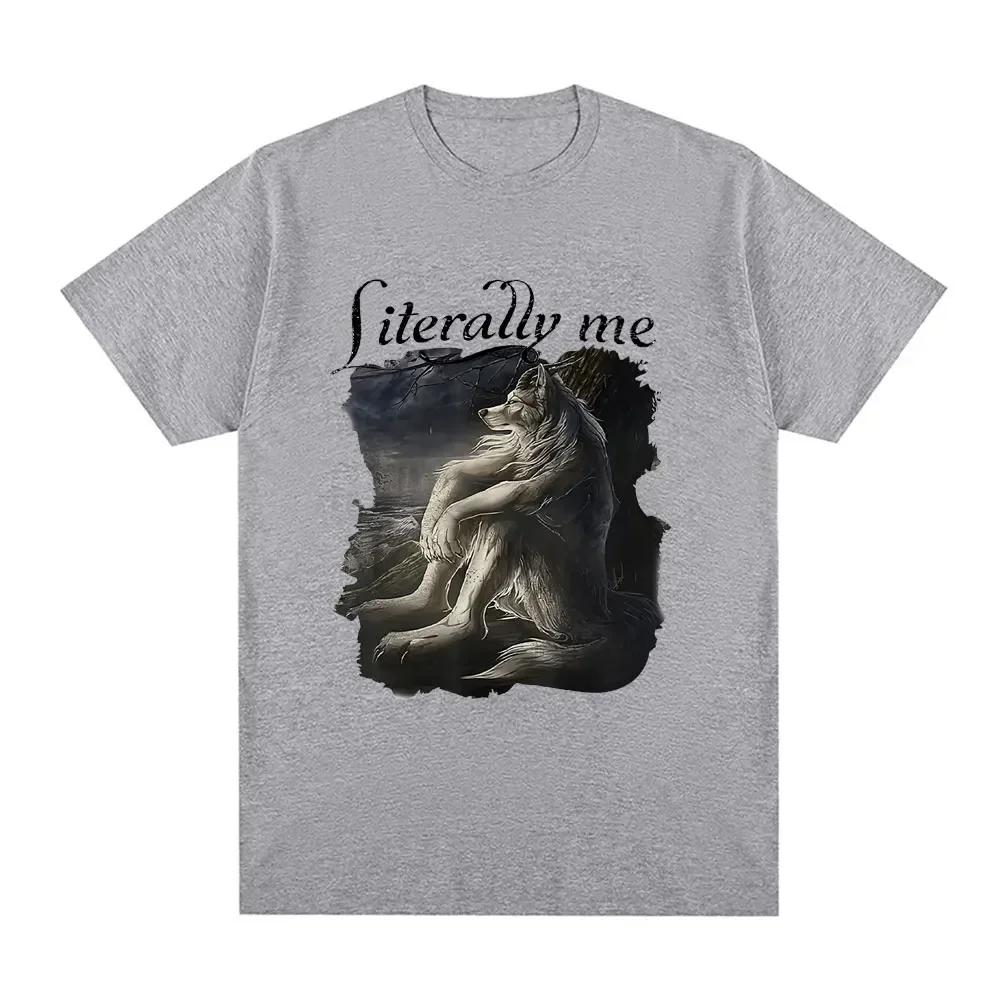 Unisex Sitting Wolf Literally Me Funny Meme T Shirt Women Casual Short Sleeve T-shirts Hip Hop Vintage Tee Shirt Unisex Women Clothing