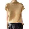 Damen locker gestrickter Pullover mit Kreuzstich, kurzärmelig - Halber Stehkragen, Übergröße, Basisshirt für den Herbst