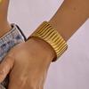 Stainless Steel Ocean Series Wide Bangles for Women Gold Color Metal Shell Starfish Wave Open Cuff Bracelet Beach Party Jewelry