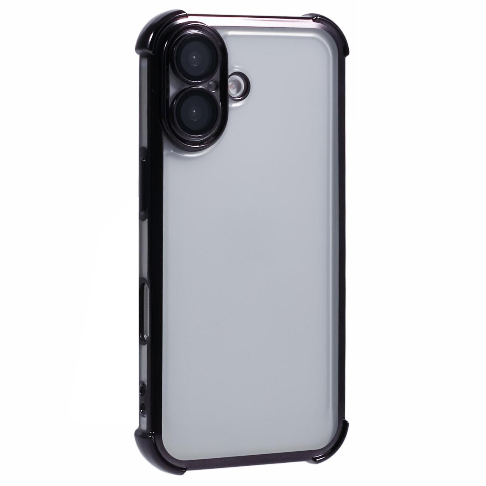 

For iPhone 16 Case Electroplating Clear TPU Phone Cover with Lens Film E