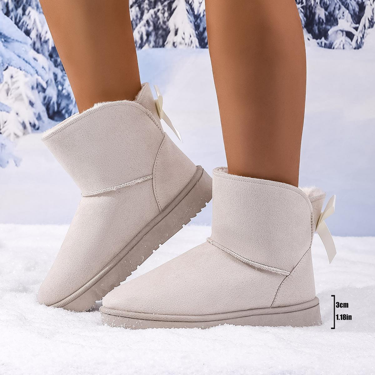 

Зимние новые толстоподошвенные сноубутсы с набивным и утолщенным термохлопком, средней высоты, больших размеров, женские сноубутсы 42 белый