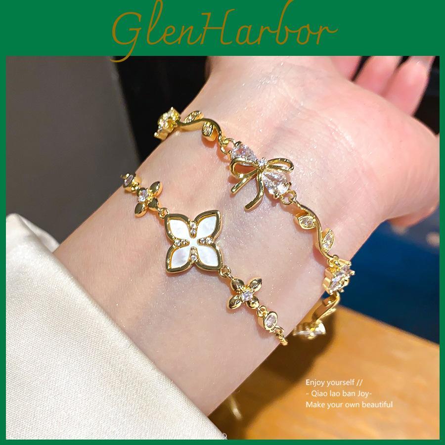 Fashion Flower Jewelry Bracelet With Zircon Stone For Women Gift