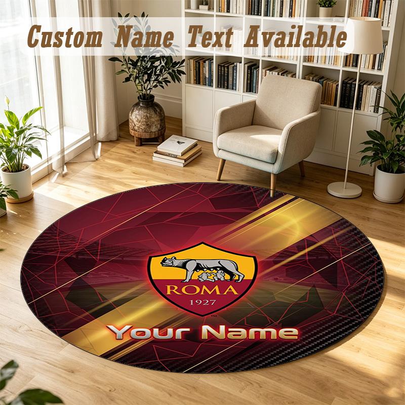 Round Rug Custom NameAS Roma Pattern Non Slip Carpet Home Floor Decor