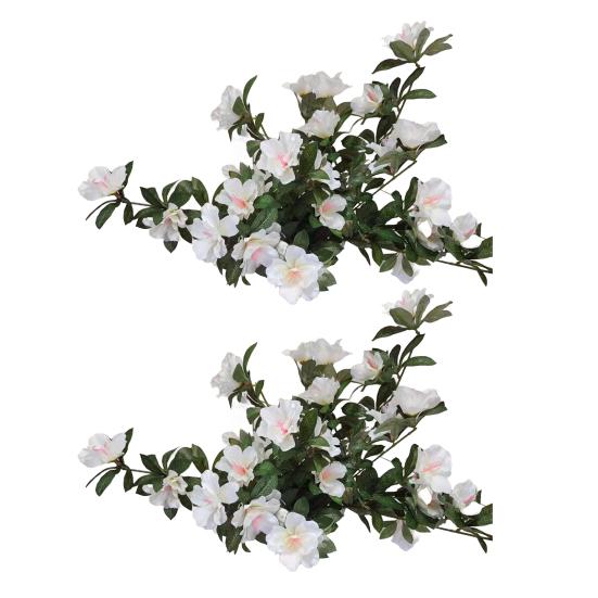 Yousheng 1/2Pcs Artificial Azalea Flower Realistic UV Resistant Fake Plastic Flower Home Table Centerpiece Indoor Outdoor Faux Bloom Decoration