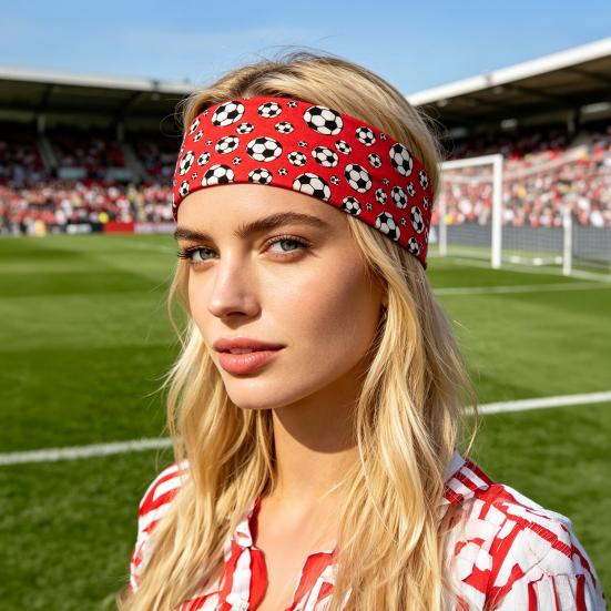 Unisex Headband Football Themed Print High Elasticity Hair Band Non-Slip Design Moisture-wicking Running Headband Sport Hair Accessory