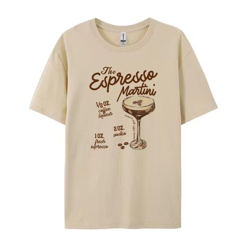 Espresso Martini Recipe Women Vintage TShirts Retro Alcohol Drink Tshirts Cute Loose Cocktail Lover T Shirt Unisex Clothes Gift
