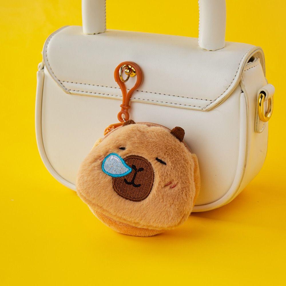Money Bag Capybara Plush Purse Bag Zipper Capibara Earphone Case Outdoor