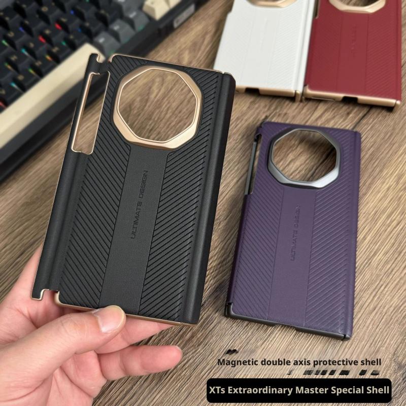For Huawei Mate XT and XTs Ultimate Plain Leather Case Double Axis Hinge Protection Magnetic Protection Cover