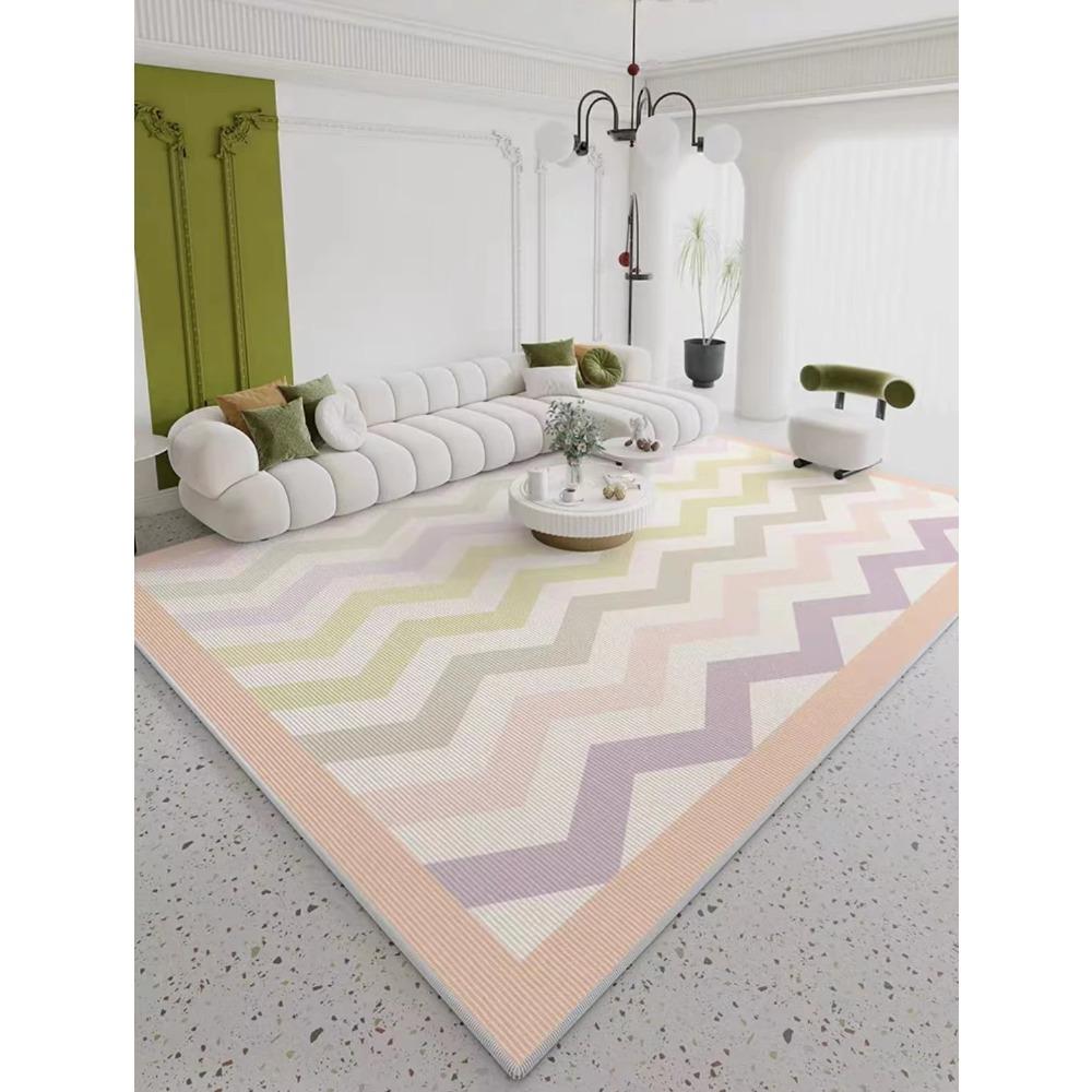 Light Luxury Crystal Pile Carpet Living Room Sofa Tea Table Bedroom Waterproof Wipeable Washable No Care Floor Mat