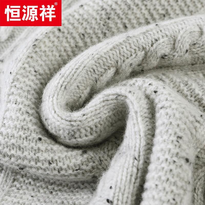 Hengyuanxiang Men's 100% Wool Round Neck Pullover Sweater