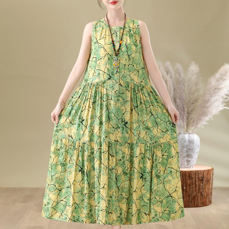 Elegant Woman Summer Dress Casual Loose Plus Size Sleeveless Long Dresses Female Clothing