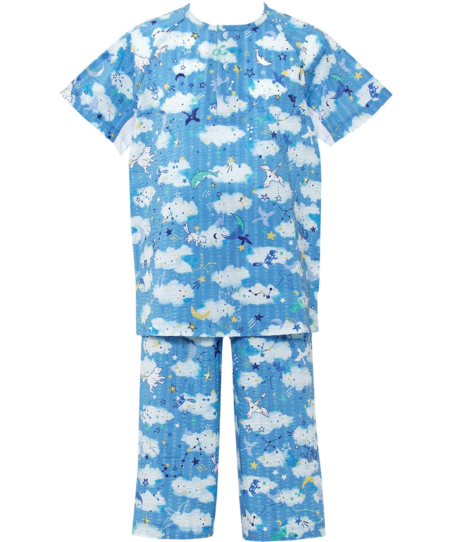 

Kids Kids Pajamas Cotton Science Top and Bottom Set Unisex Sleeves Short Sleeves Sleeves CTT415 BU [Wacoal Junior] [Cool Air-Through Pajamas] 100%