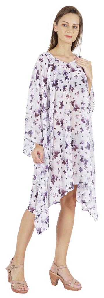 Moomaya Women  s Short Hoodie Kaftan Loose Tunic Kimono Sleeve Mini Beach Cover Up