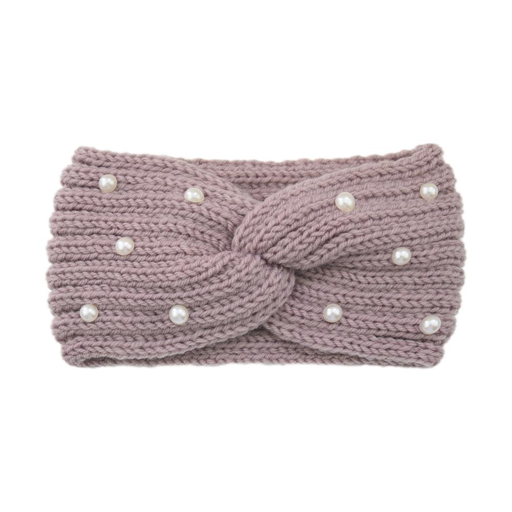 Women Wide Knitted Cross Pearl Headbands Autumn Winter New Warm Solid Hair Bands Ear Warmer Girls Elastic Sports Turban Headwrap