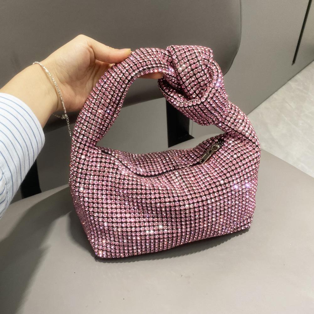 Women'S Bag Rhinestone Dinner Bag Big Diamond Knotted Hand Bag Fashion Full Diamond Armpit Bag Women'S Bag Small Bag
