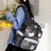 Schoolbag New Polka Dot Junior High School Backpack Girls Large Capacity Two-dimensional Double Shoulder Transparent Bar Pain Bag Backpack Schoolbag