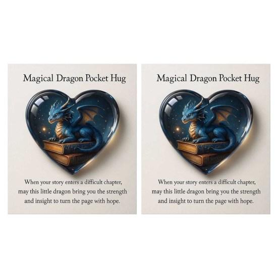 Magisk Drak Fickkram Fantasy Drakhjärta Symbol med Bokmärke Liten Känslomässigt Stöd UppmuntringsPresent för Läsare Studenter Fantasyälskare